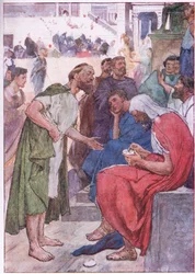 Aristide e il cittadino, da Plutarch Lives pubblicato da T C & E C Jack Ltd, anni 1920